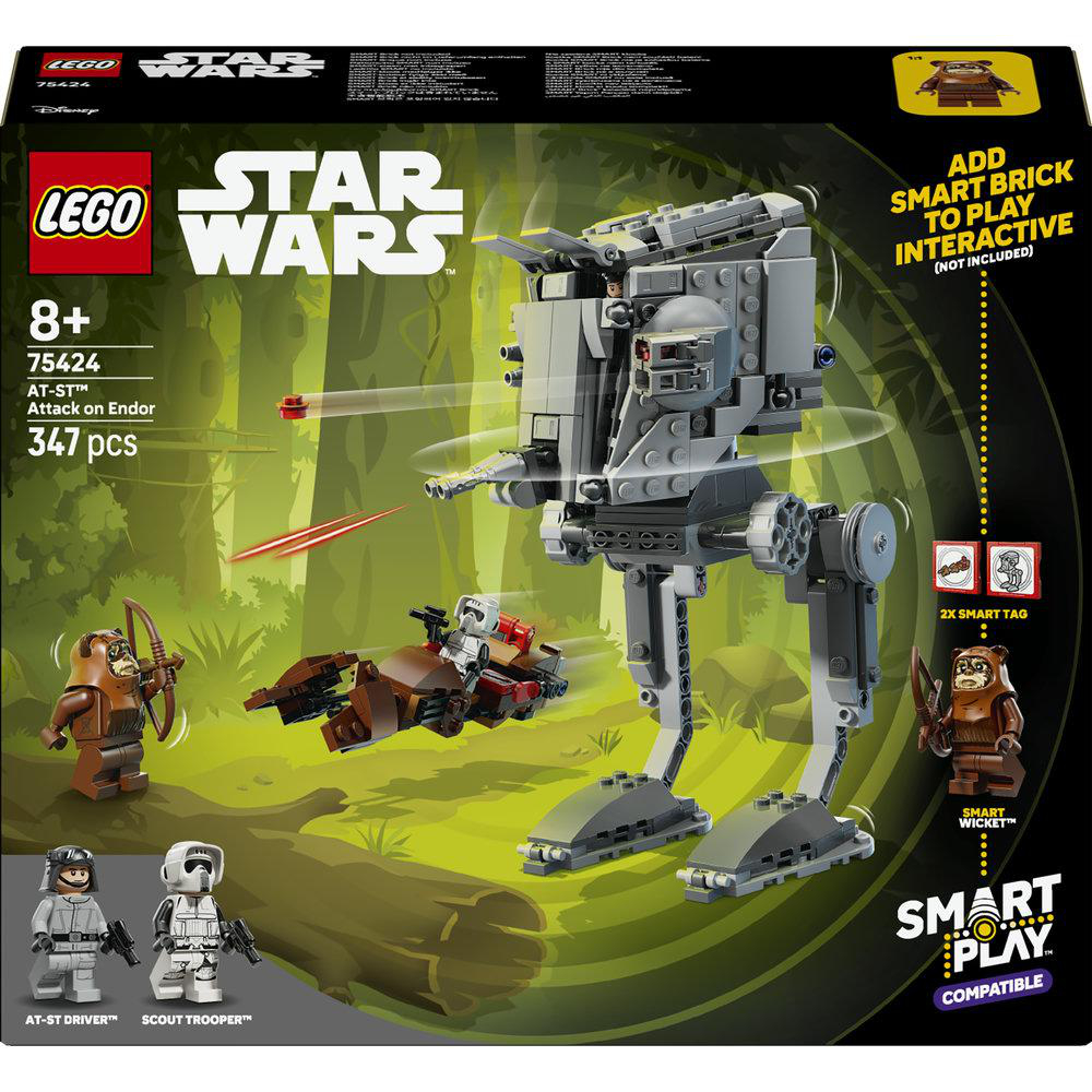 LEGO Star Wars AT-ST Set zeigt Figuren und ein Laufroboter auf Endor.