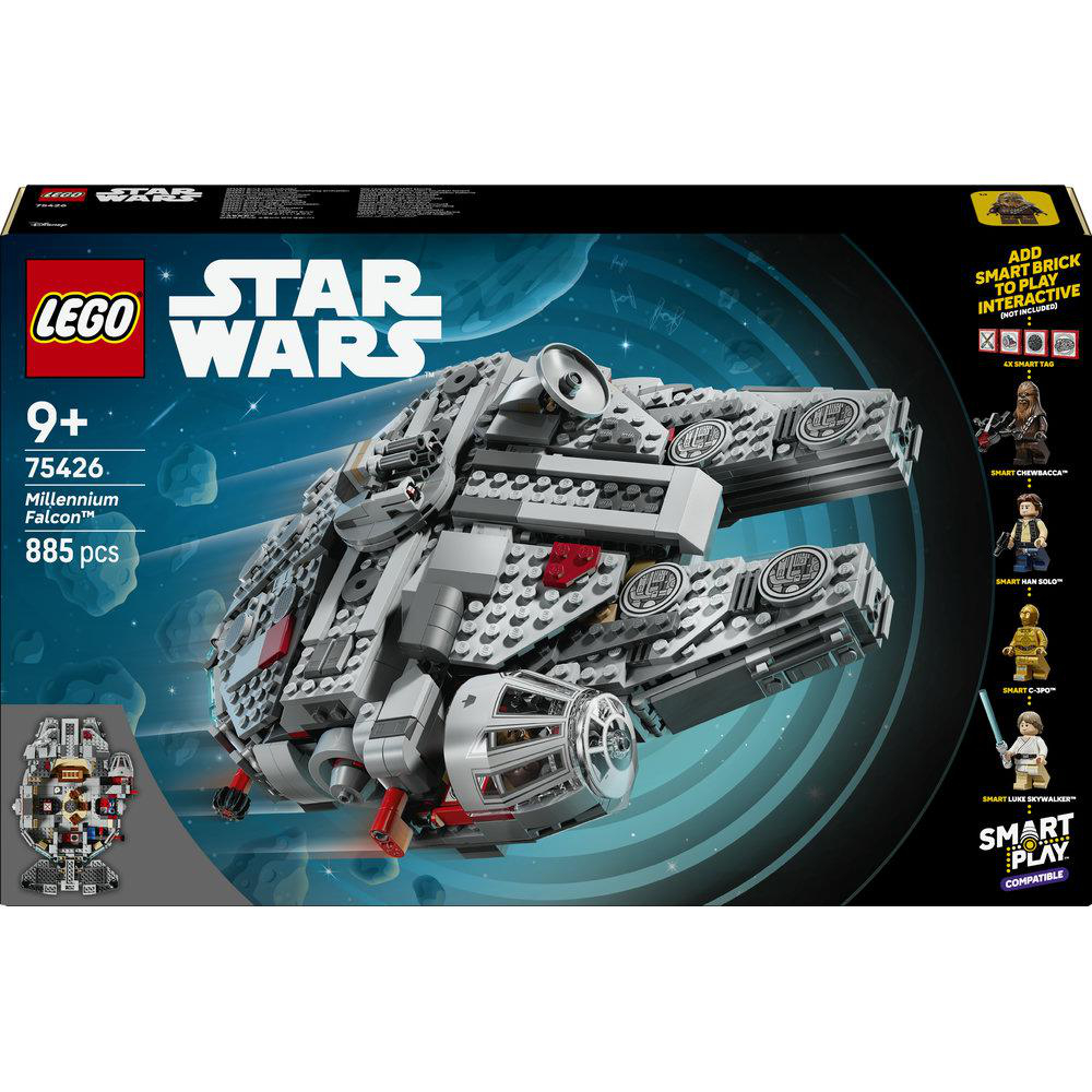 LEGO Star Wars Millennium Falcon Bausatz mit 885 Teilen und Figuren.