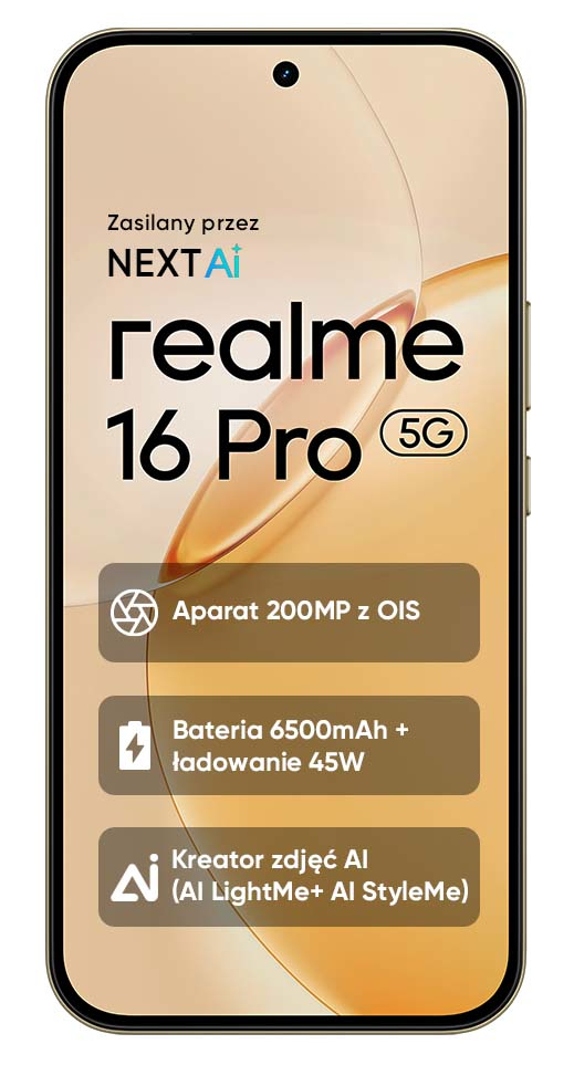 Realme 16 Pro 5G: aparat 200MP, bateria 6500mAh, ładowanie 45W.