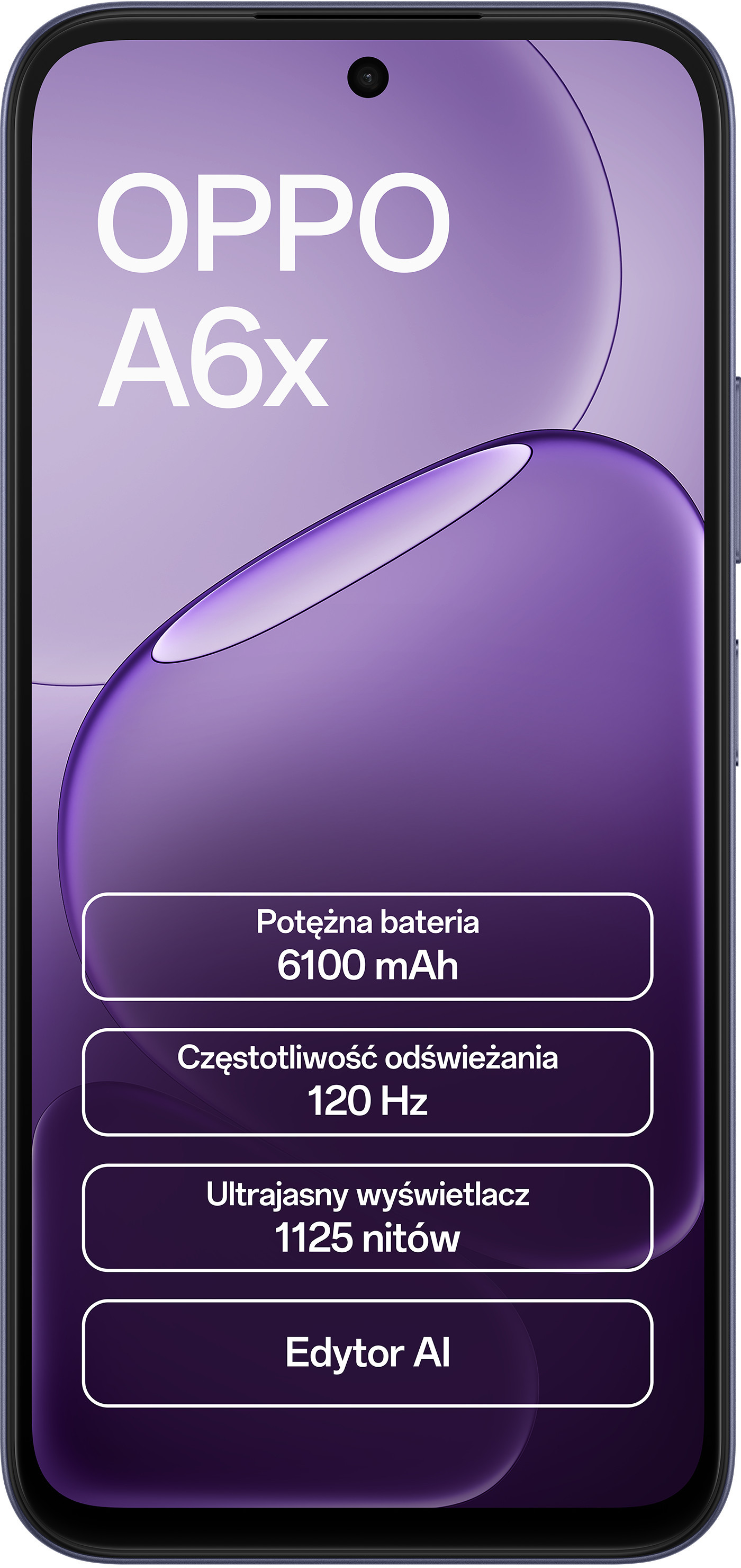 OPPO A6x: bateria 6100mAh, 120Hz, wyświetlacz 1125 nitów, Edytor AI.