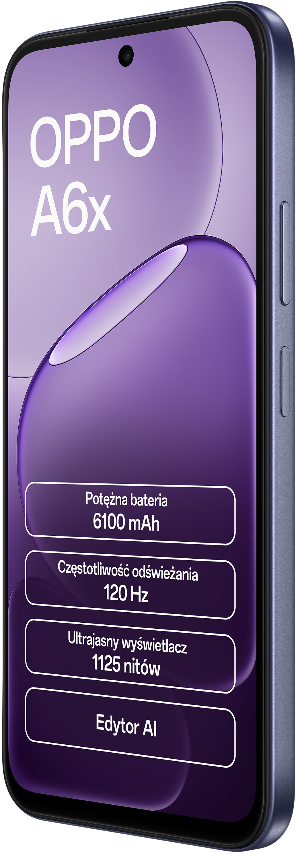 Smartfon OPPO A6x z baterią 6100 mAh, odświeżaniem 120 Hz, 1125 nitów.