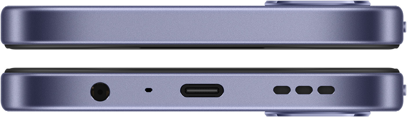 Zbliżenie na górę i dół niebieskiego smartfona pokazujące porty.