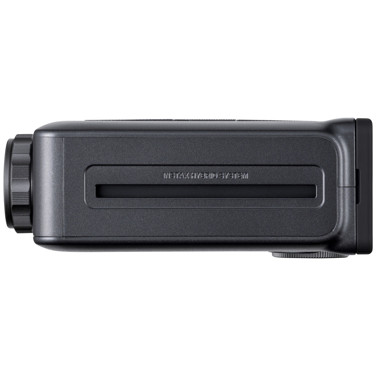 Dark gray camera system with "INSTAX HYBRID SYSTEM" text.