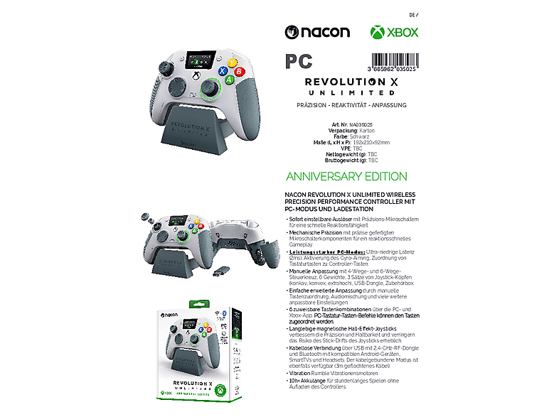Nacon Revolution X Unlimited Präzise Leistung Wireless Controller mit PC Modus und Ladestation — Foto 4 von 4