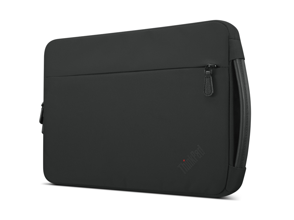 Schwarze Laptoptasche mit Griff und Reißverschlussfach, ThinkPad-Logo.