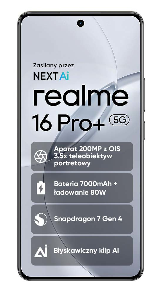 Realme 16 Pro+ 5G z aparatem 200MP, baterią 7000mAh, Snapdragon 7 Gen 4.