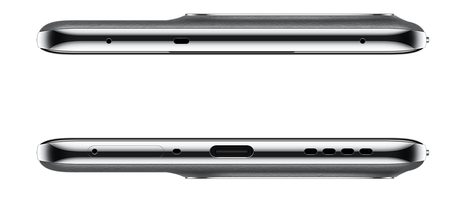 Widok z góry i z dołu smartfona pokazujący porty i kratki głośników.