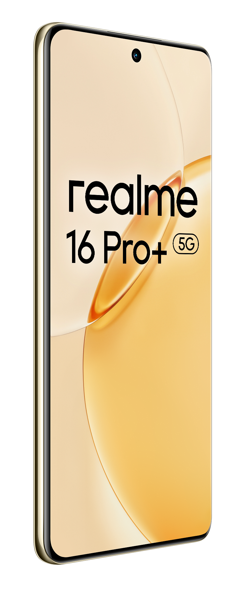 Złoty smartfon z napisem "realme 16 Pro+ 5G".