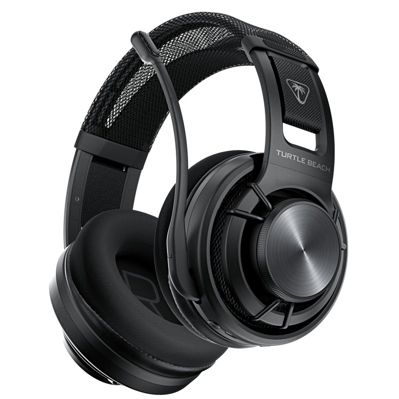 Auriculares negros Turtle Beach para juegos con micrófono y almohadillas.