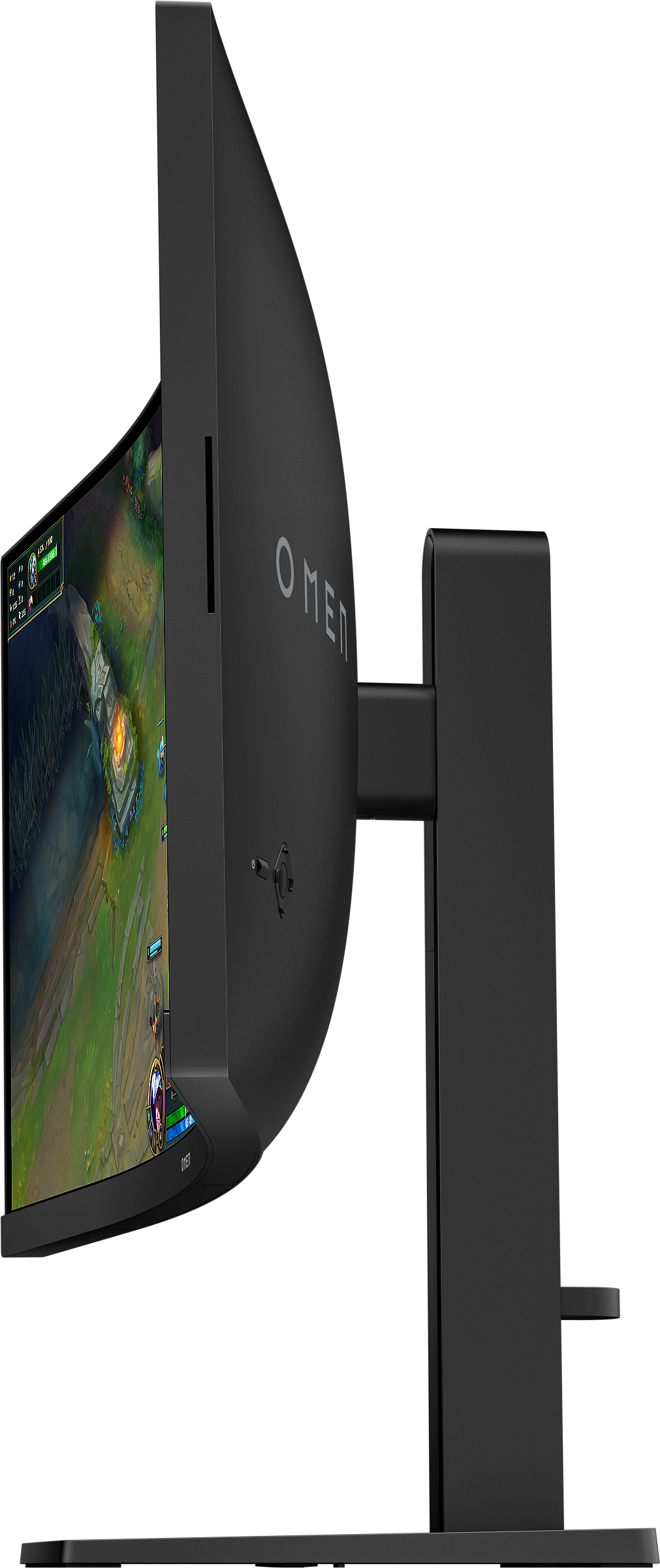 Un moniteur gaming OMEN incurvé affichant un jeu à l'écran.