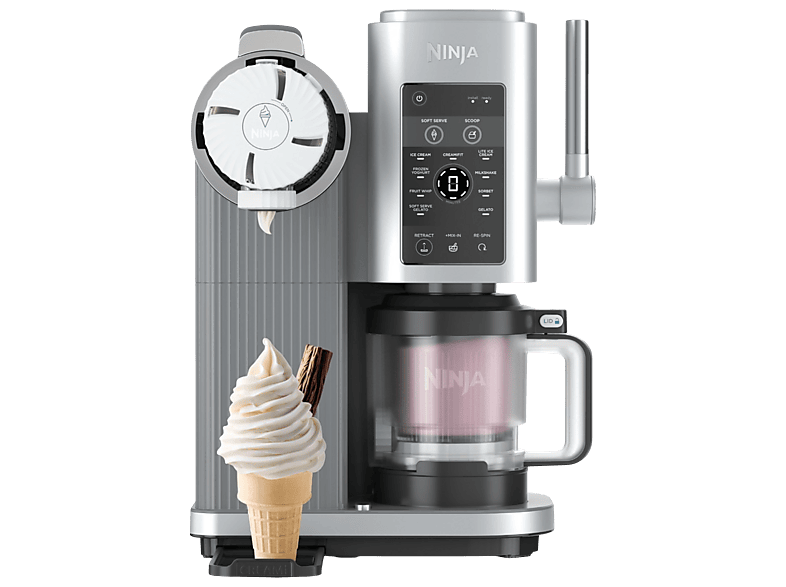Ninja NC701EU Creami Swirl 13-in-1 Softeis- und Eismaschine (800 Watt, 480 ml, Platin Silber) — Foto 2 von 5