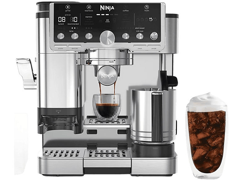 Ninja ES701EU Luxe Café Pro Espressomaschine (Schwarz/Edelstahl, Kegelmahlwerk, 1650 Watt, 14 bar)