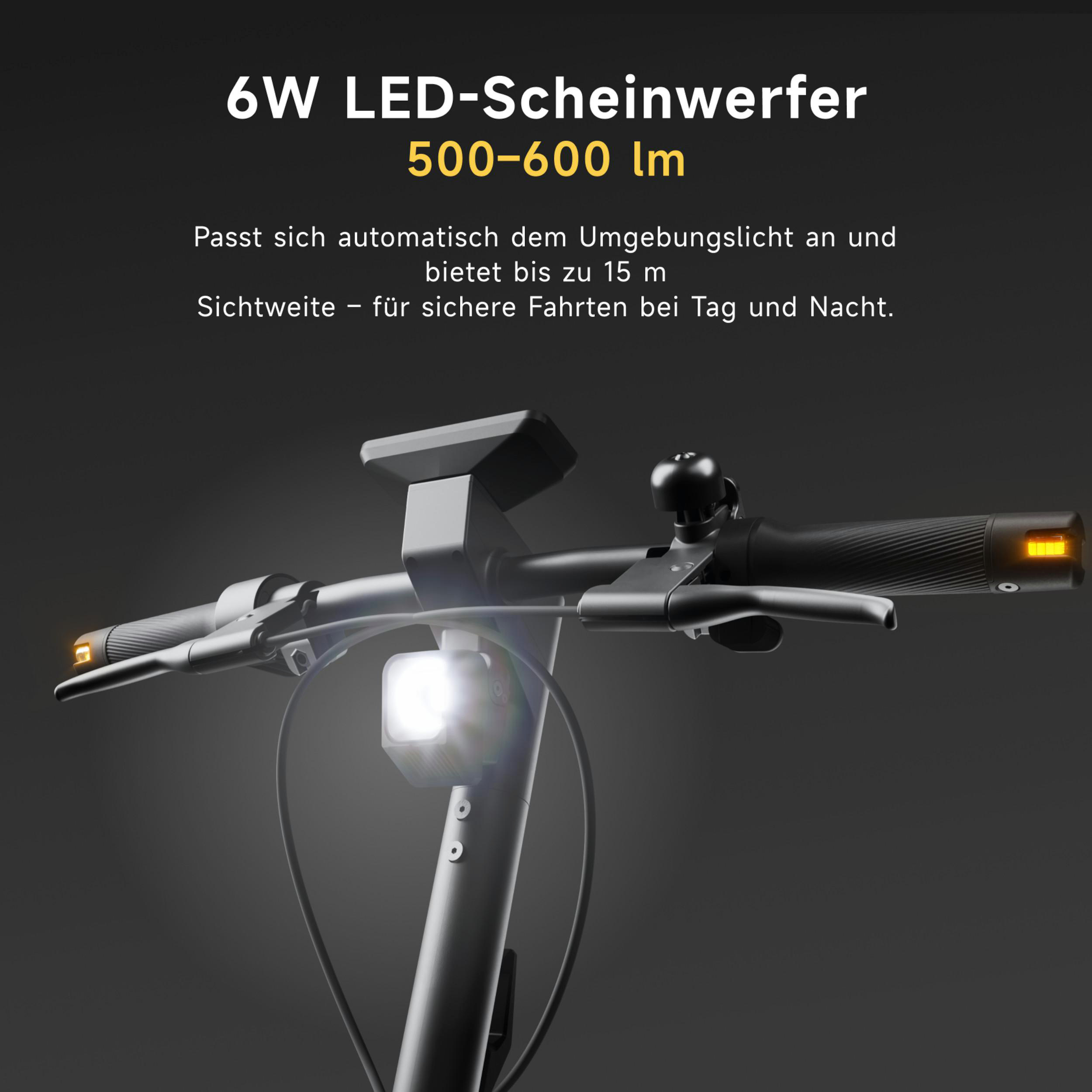 6W LED-Scheinwerfer mit 500-600 lm, passt sich an, bis zu 15m Sicht.