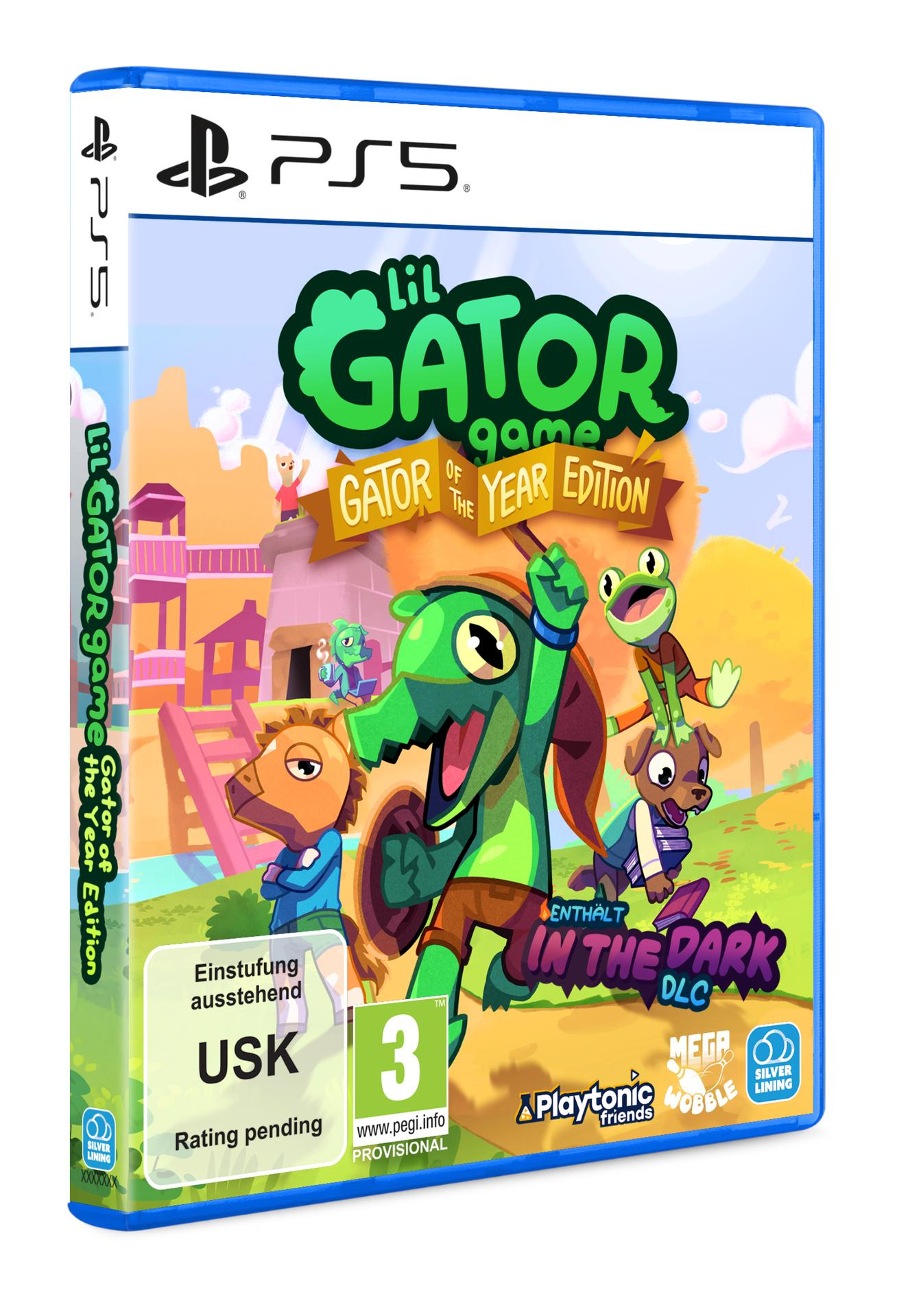 PS5 Spiel "Lil Gator Game - Year Edition" mit bunten Charakteren und Logo.