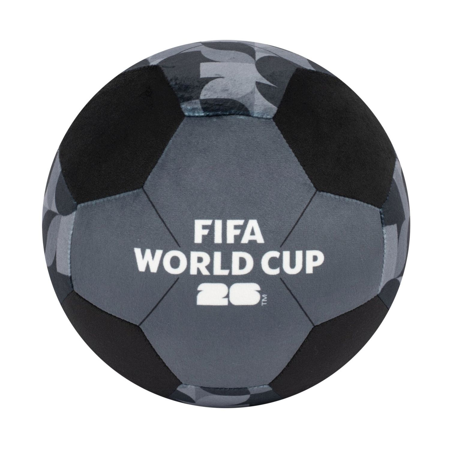 Un pallone da calcio grigio con stampato FIFA WORLD CUP 26.