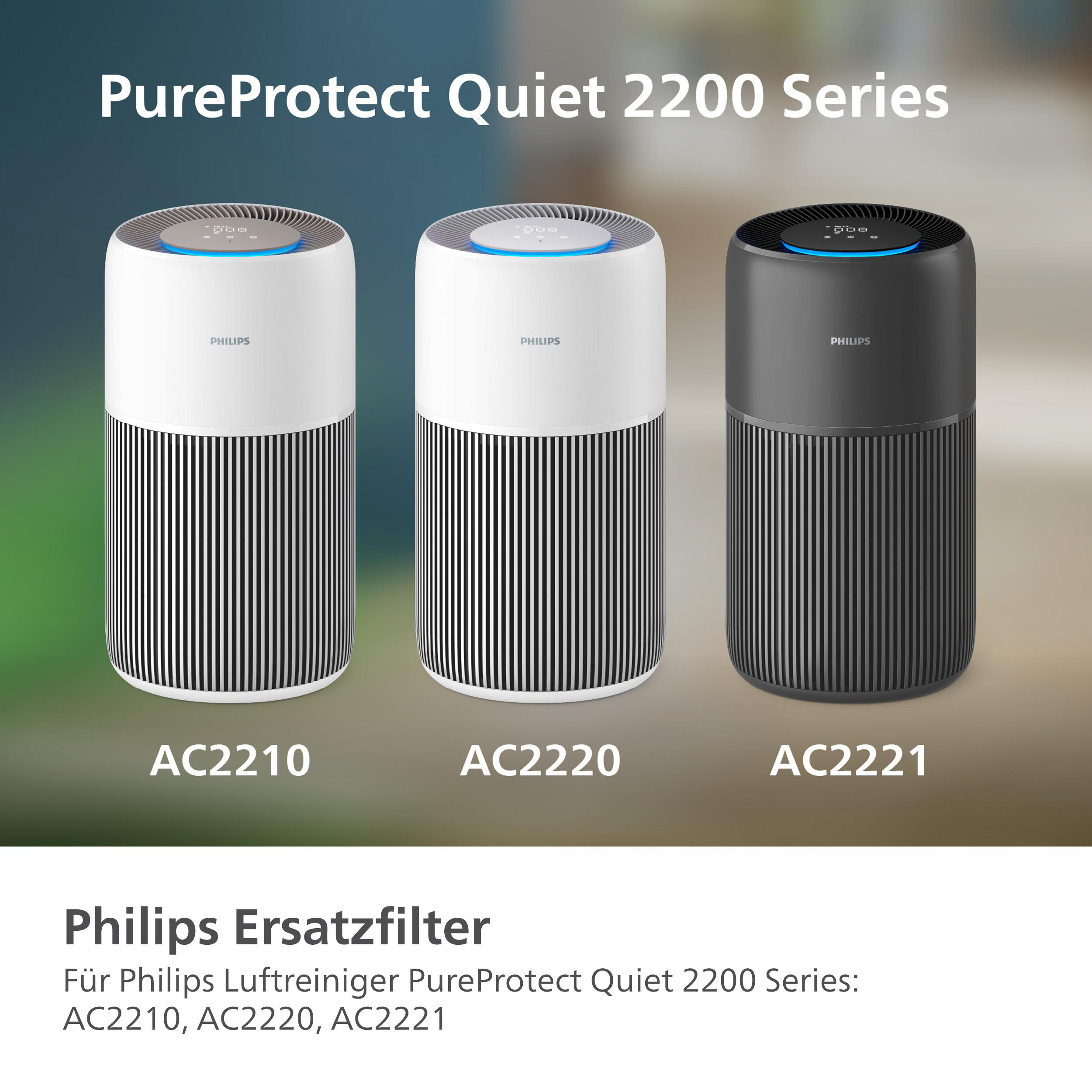 Drei Philips Luftreiniger AC2210, AC2220, AC2221.