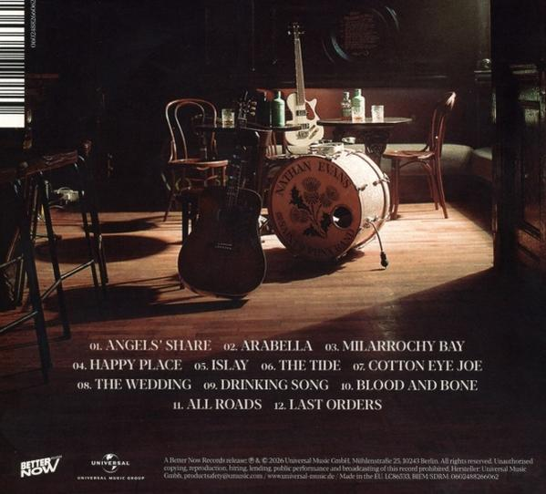 Ein Musikalbum-Cover mit Instrumenten und einer Trackliste.