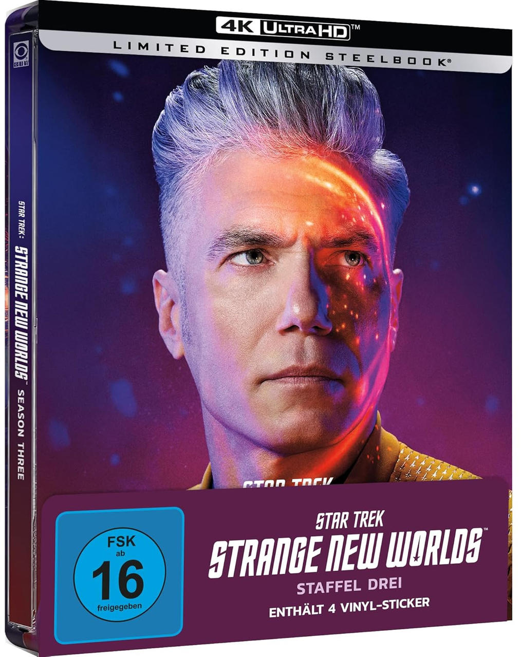Star Trek Strange New Worlds Staffel 3 4K UHD Steelbook mit Mann im Fokus.