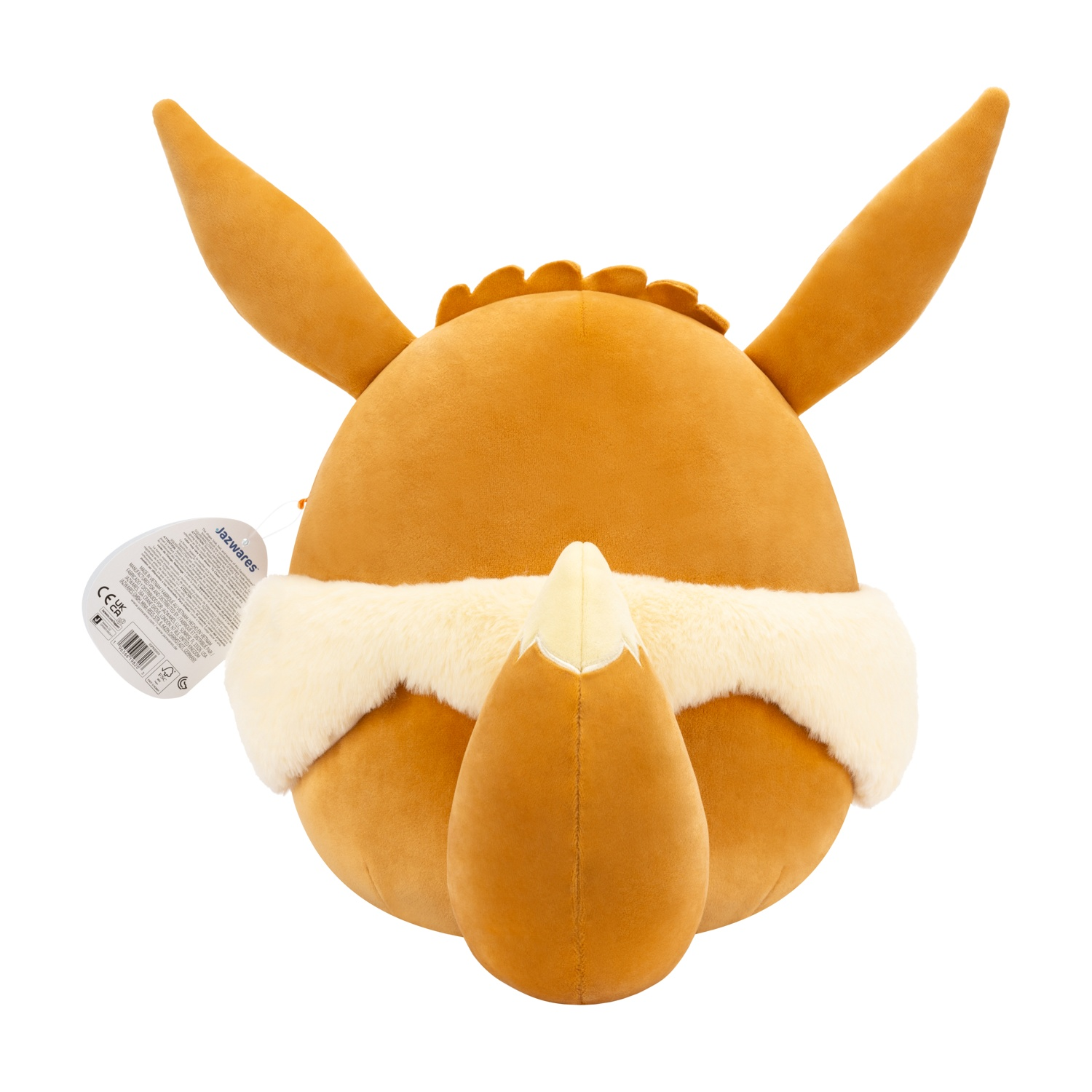 Un peluche marrone con lunghe orecchie e colletto bianco.