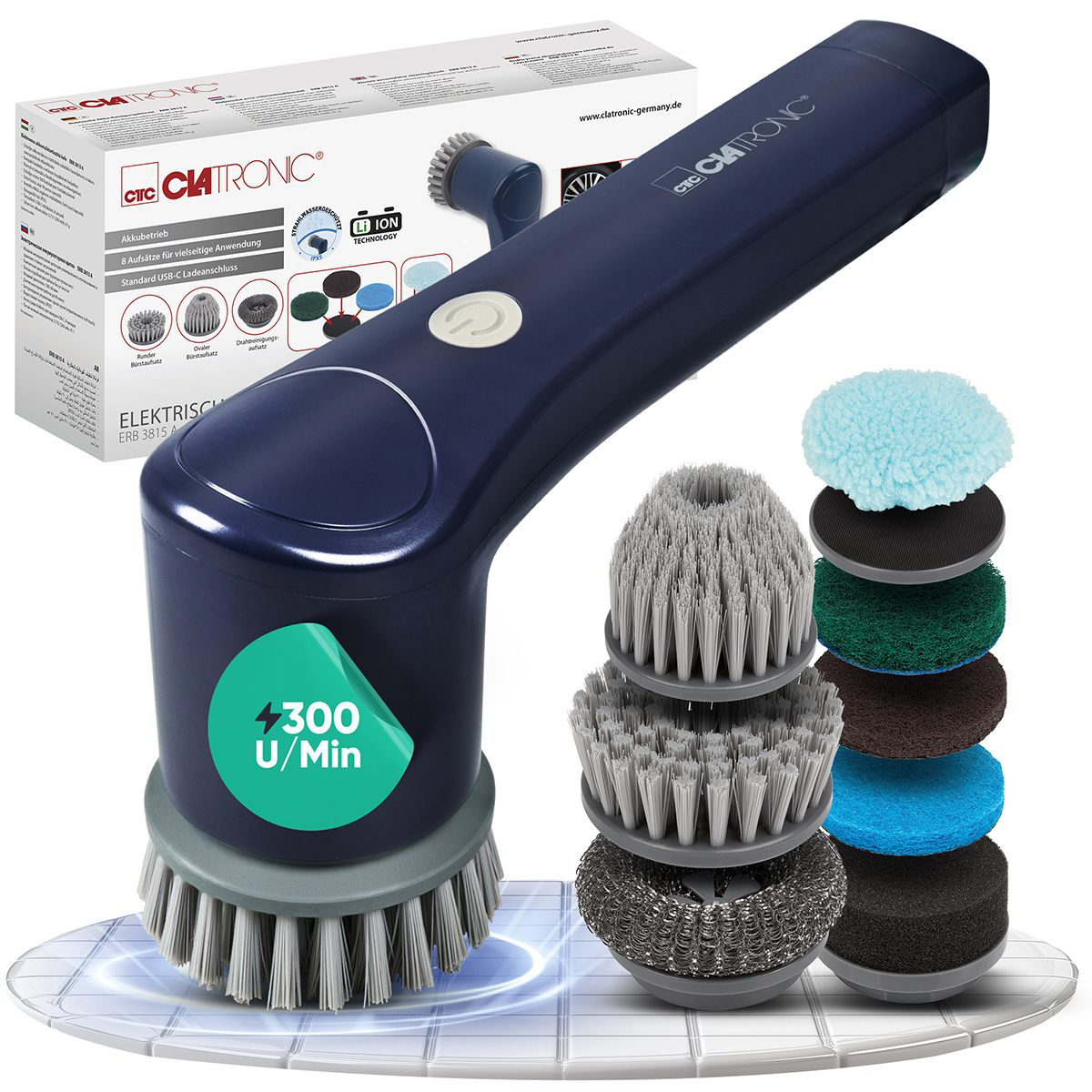 CLATRONIC ERB 3815 A blau-grau Elektromos akkus tisztítókefe