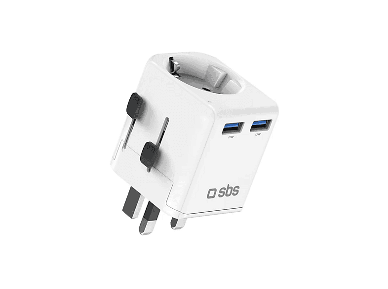 SBS 17211 Universal-Reiseadapter 2500 w mit internationalen Steckern für Großbritannien, Amerika und Asien