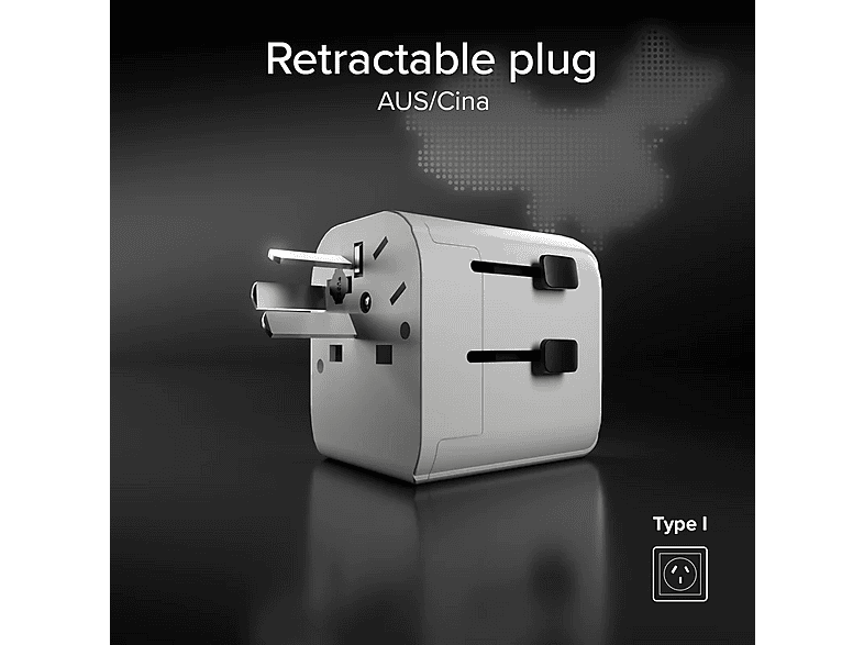 SBS 17211 Universal-Reiseadapter 2500 w mit internationalen Steckern für Großbritannien, Amerika und Asien — Foto 3 von 5
