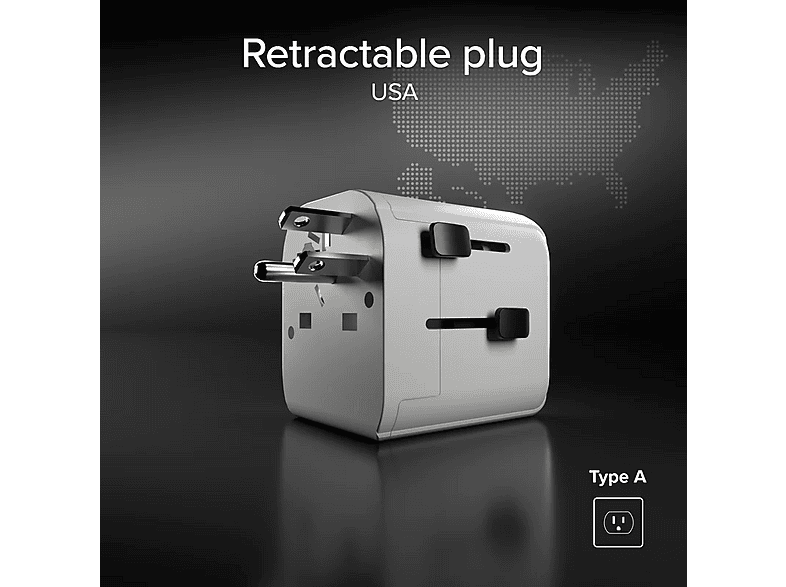 SBS 17211 Universal-Reiseadapter 2500 w mit internationalen Steckern für Großbritannien, Amerika und Asien — Foto 4 von 5