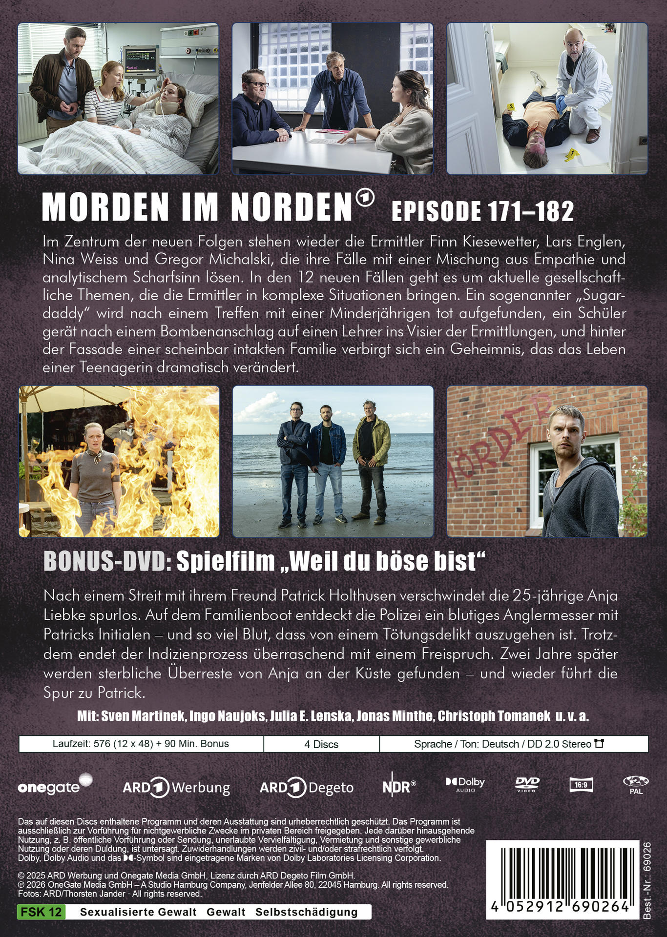 Filmplakat "Morden im Norden" mit Szenenbildern und Text.