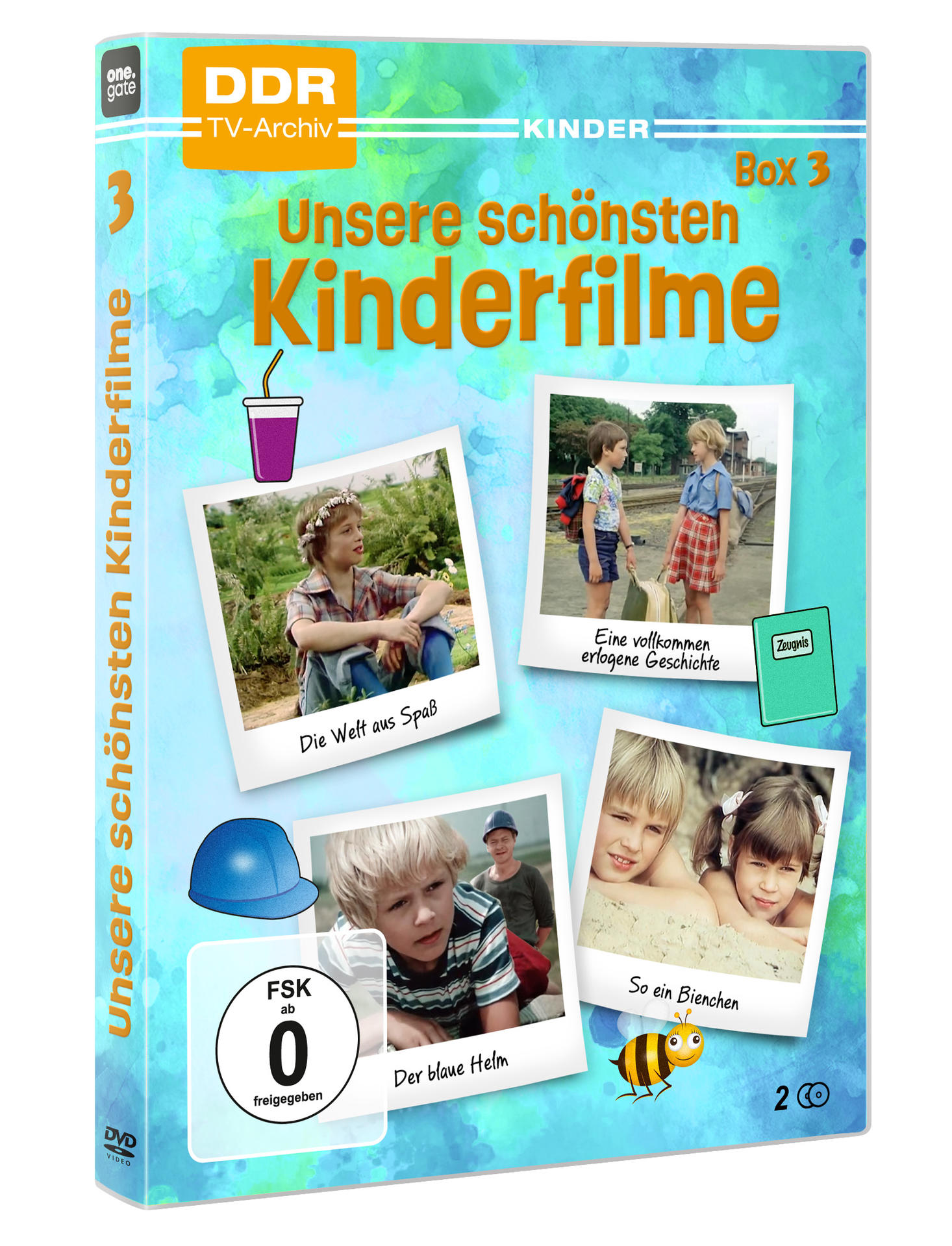 DVD-Hülle: DDR Kinderfilme Box 3 mit Fotos von Kindern und einer Biene.