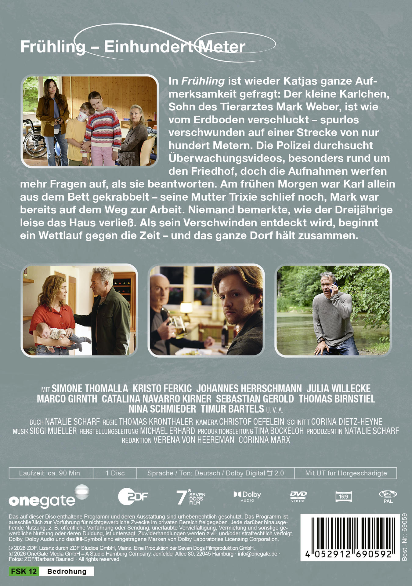 Ein Filmplakat mit dem Titel 'Frühling – Einhundert Meter' und mehreren Szenenbildern.