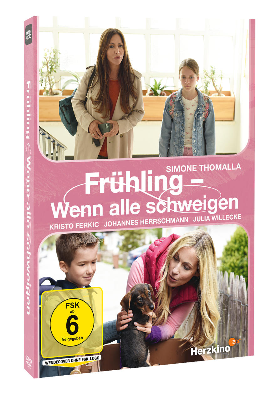 DVD-Cover: Frau mit Kind und Hund im Freien, Frau mit Mädchen drinnen.