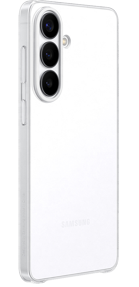 Un smartphone blanco que muestra tres cámaras traseras y el logo de Samsung.