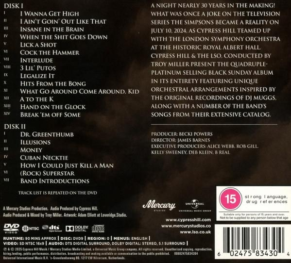 Rückseite einer DVD-Hülle mit Tracklisten und Produktionsdetails.