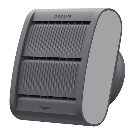 Szary wentylator z żaluzjami i marką DREAM.