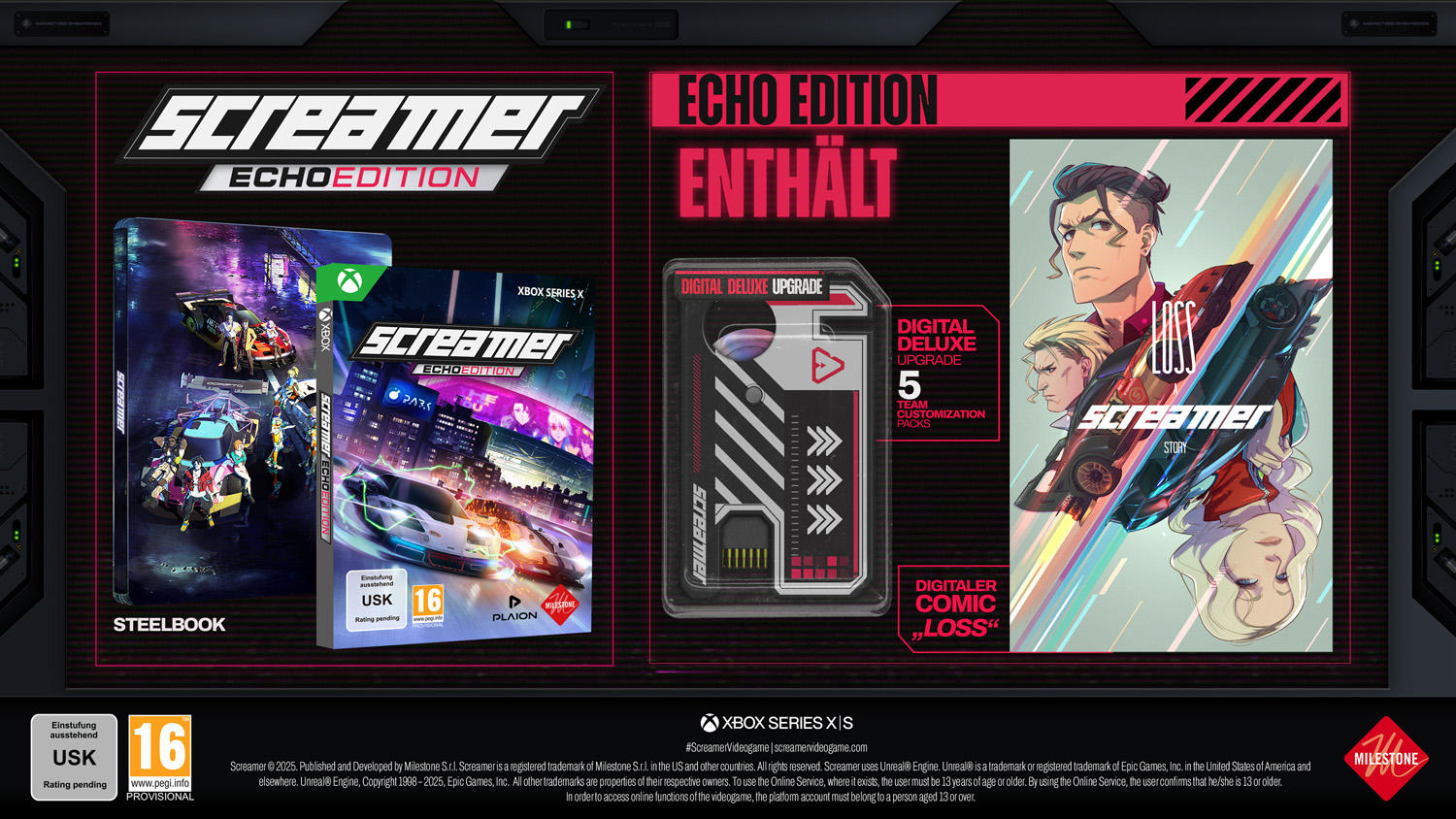 Screamer Echo Edition: Steelbook, Digital Deluxe Upgrade & Comic. Rennspiel.