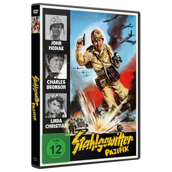 DVD-Cover: Soldat in Aktion, Flugzeuge, Explosionen und Schauspielerporträts.