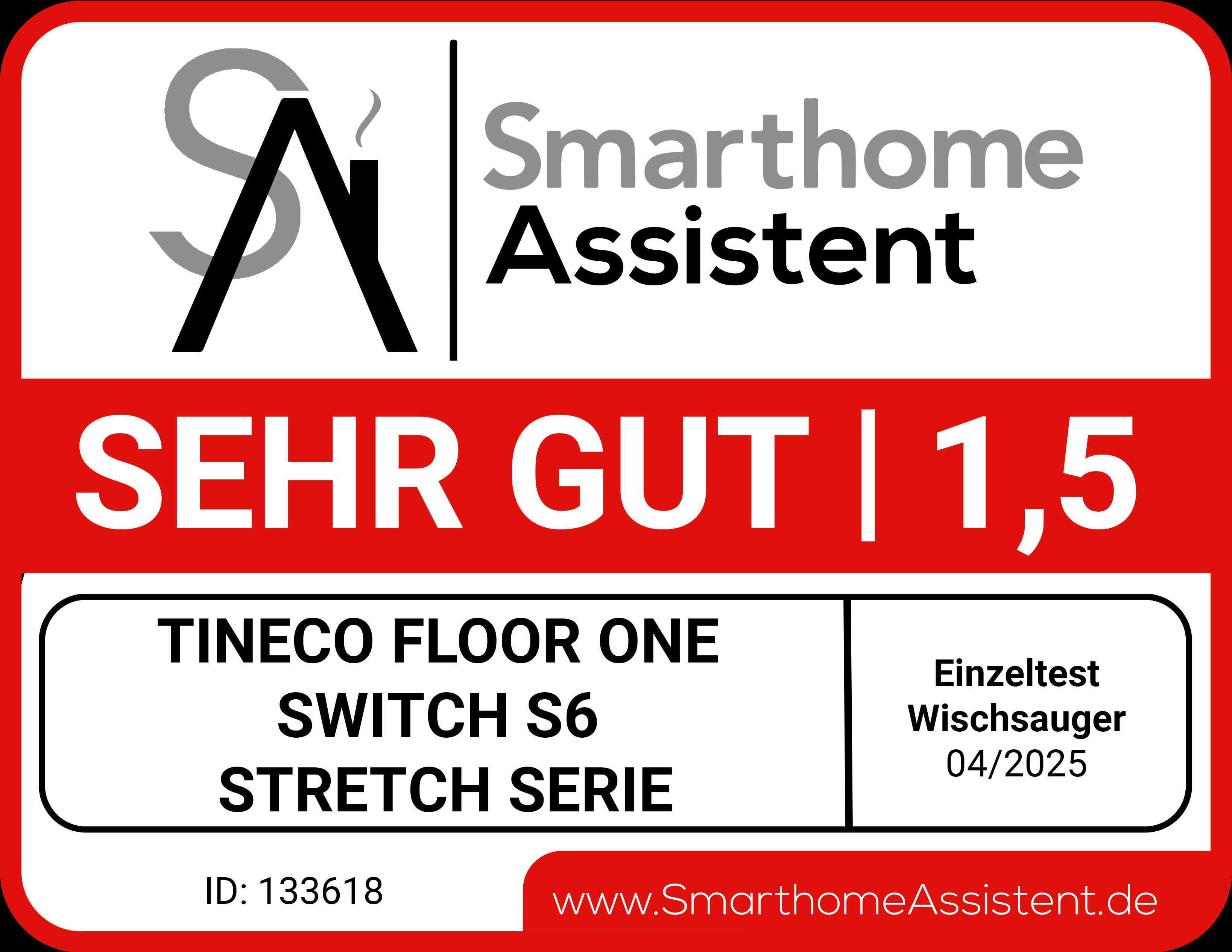 Smarthome Assistent Siegel: SEHR GUT | 1,5 für Tineco Floor One S6.