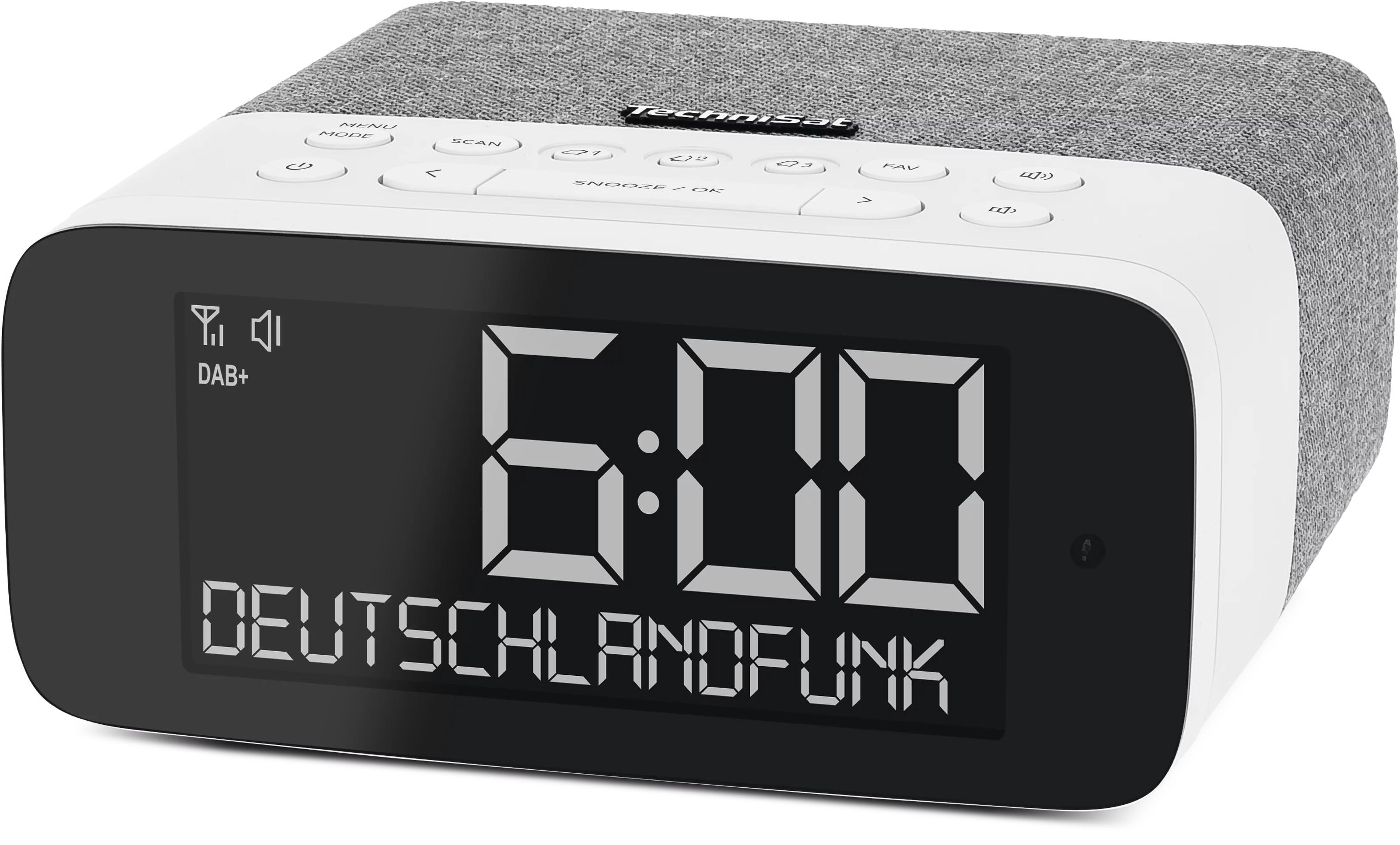 Technisat DAB+ Radio mit digitaler Anzeige 6:00 und Sendername DEUTSCHLANDFUNK.