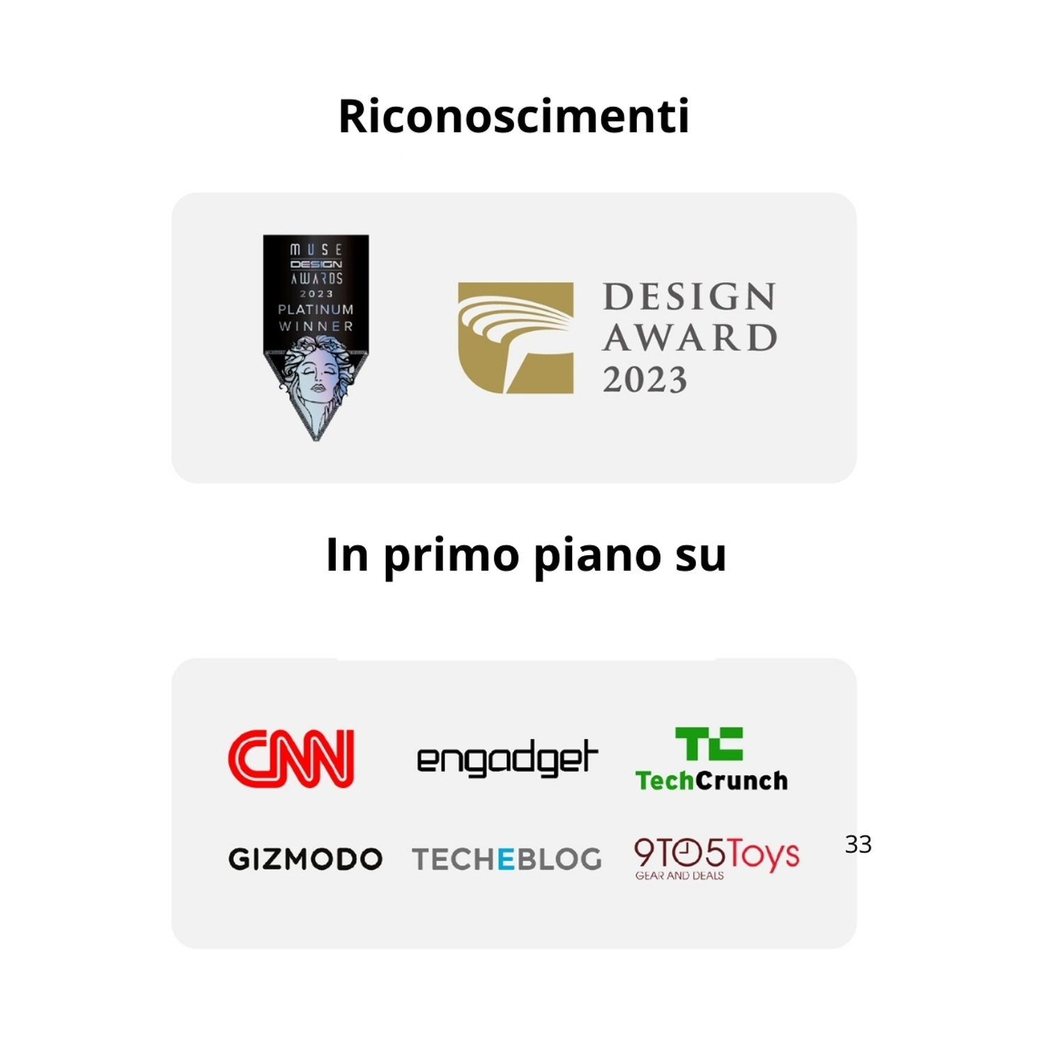 Loghi Muse Design Award 2023 Platinum Winner e Design Award 2023.