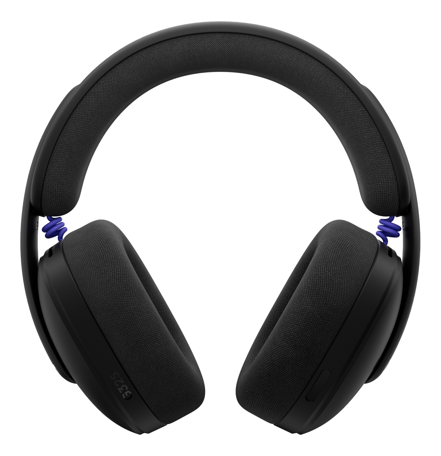 Cuffie nere con accento blu e etichetta G325.