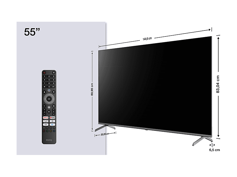 PEAQ PTV 65GQU-5025C QLED UHD TV (Flat, 65 Zoll / 164,0 cm, 4K, SMART TV)