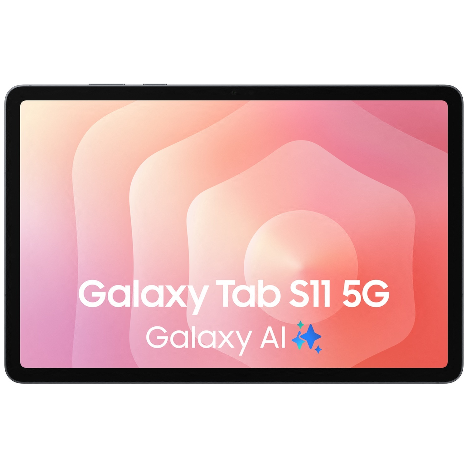 Une tablette Samsung Galaxy Tab S11 5G avec un fond coloré.