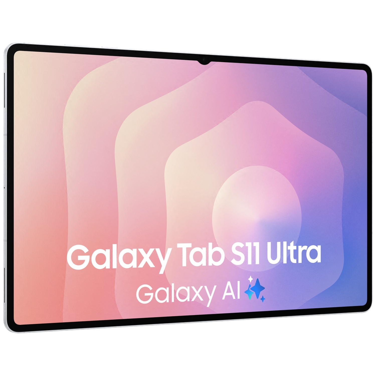 Une tablette Samsung Galaxy Tab S11 Ultra affichant un graphique abstrait et coloré en arrière-plan.