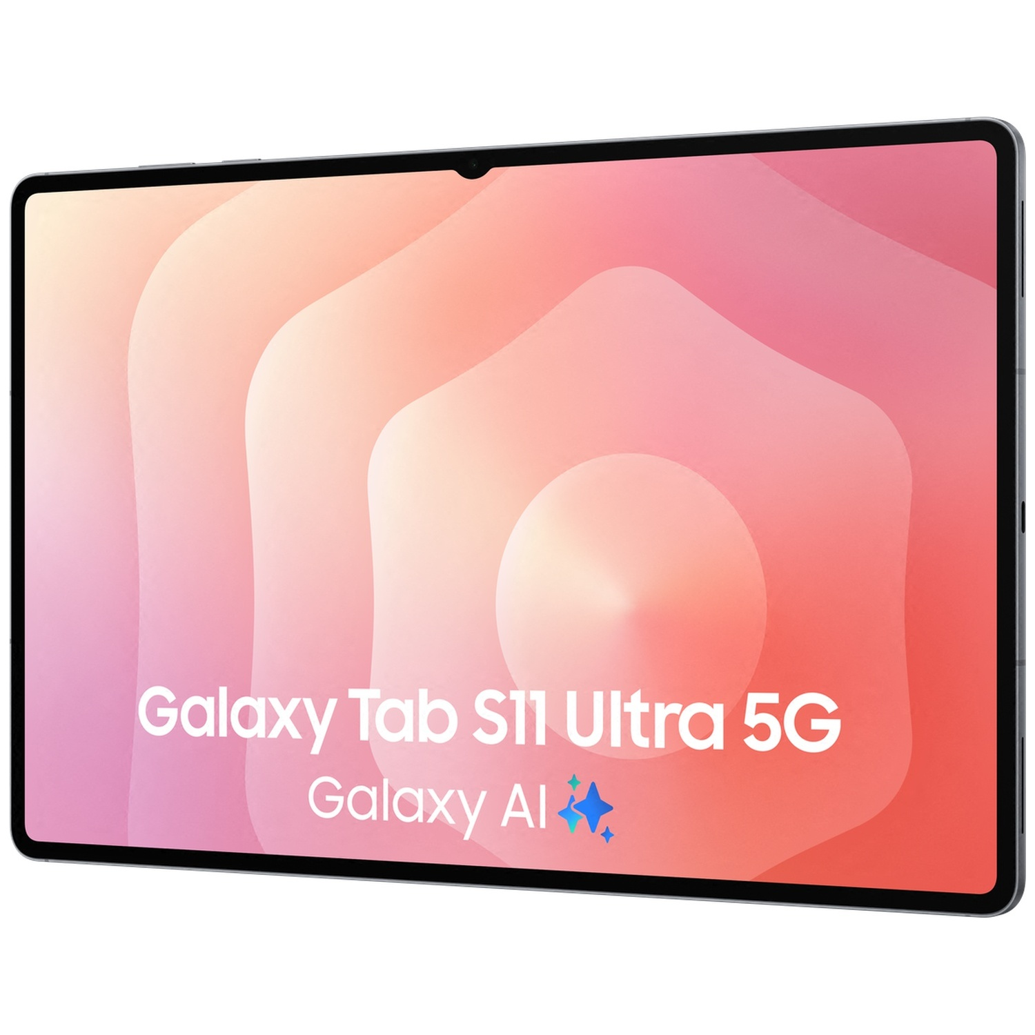Une tablette affichant 'Galaxy Tab S11 Ultra 5G' et 'Galaxy AI'.