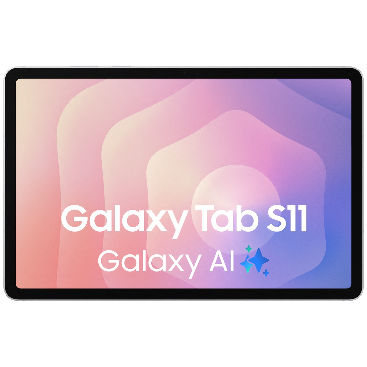 Une tablette argentée affichant le texte "Galaxy Tab S11" et "Galaxy AI".
