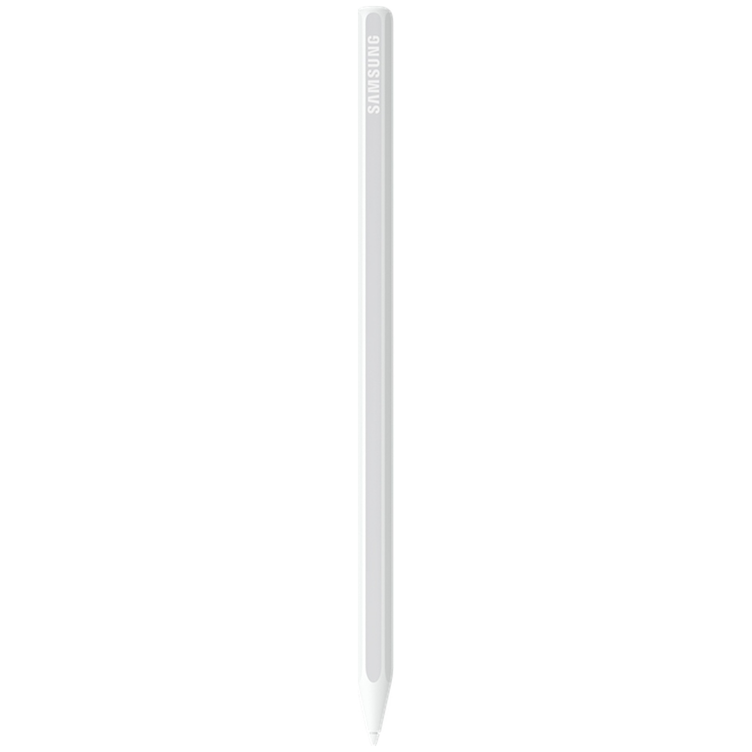 Un stylet Samsung blanc sur fond blanc.