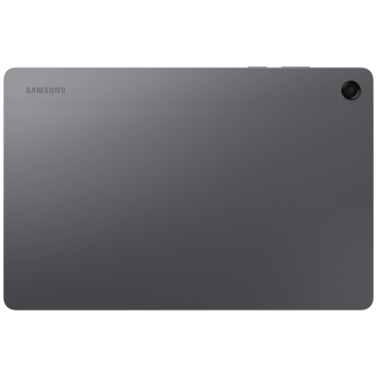 Dos gris d'une tablette Samsung avec appareil photo et boutons.