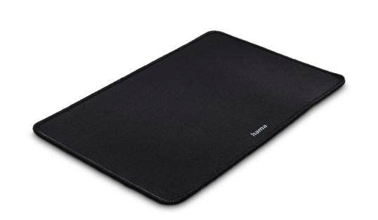 Czarna podkładka pod mysz Hama na białym tle.