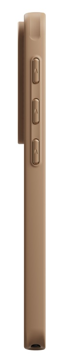 Brązowe, smukłe urządzenie z trzema przyciskami z boku.