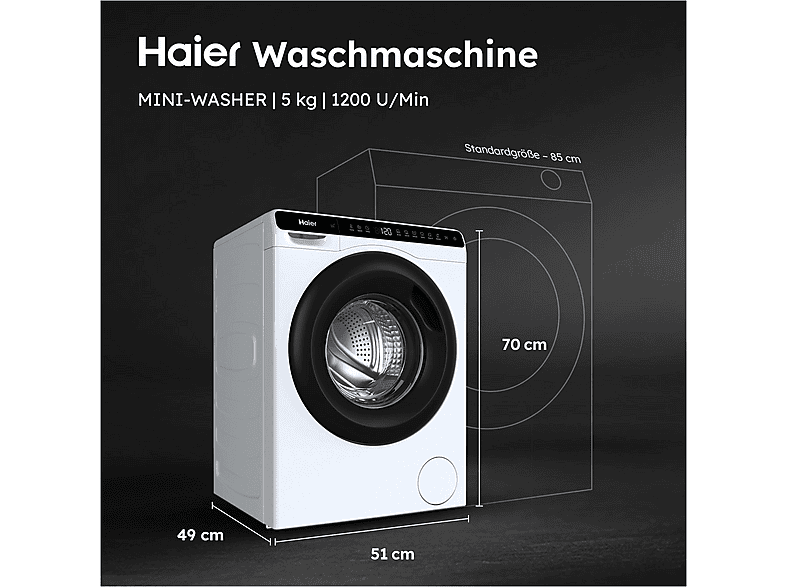 HAIER HW50-BP12307AU1 Mini-Washer Waschmaschine (5 kg, 1200 U/Min., A)